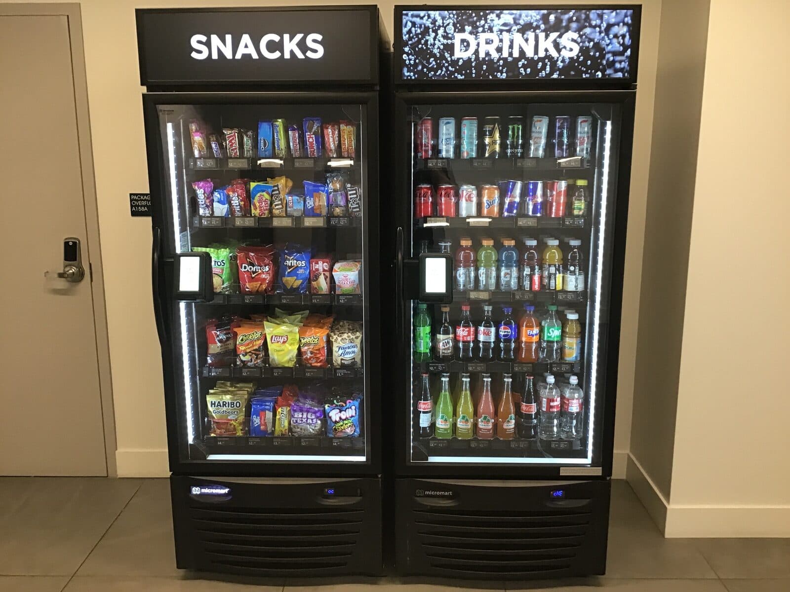 Snack and drink smart machines in a residential building