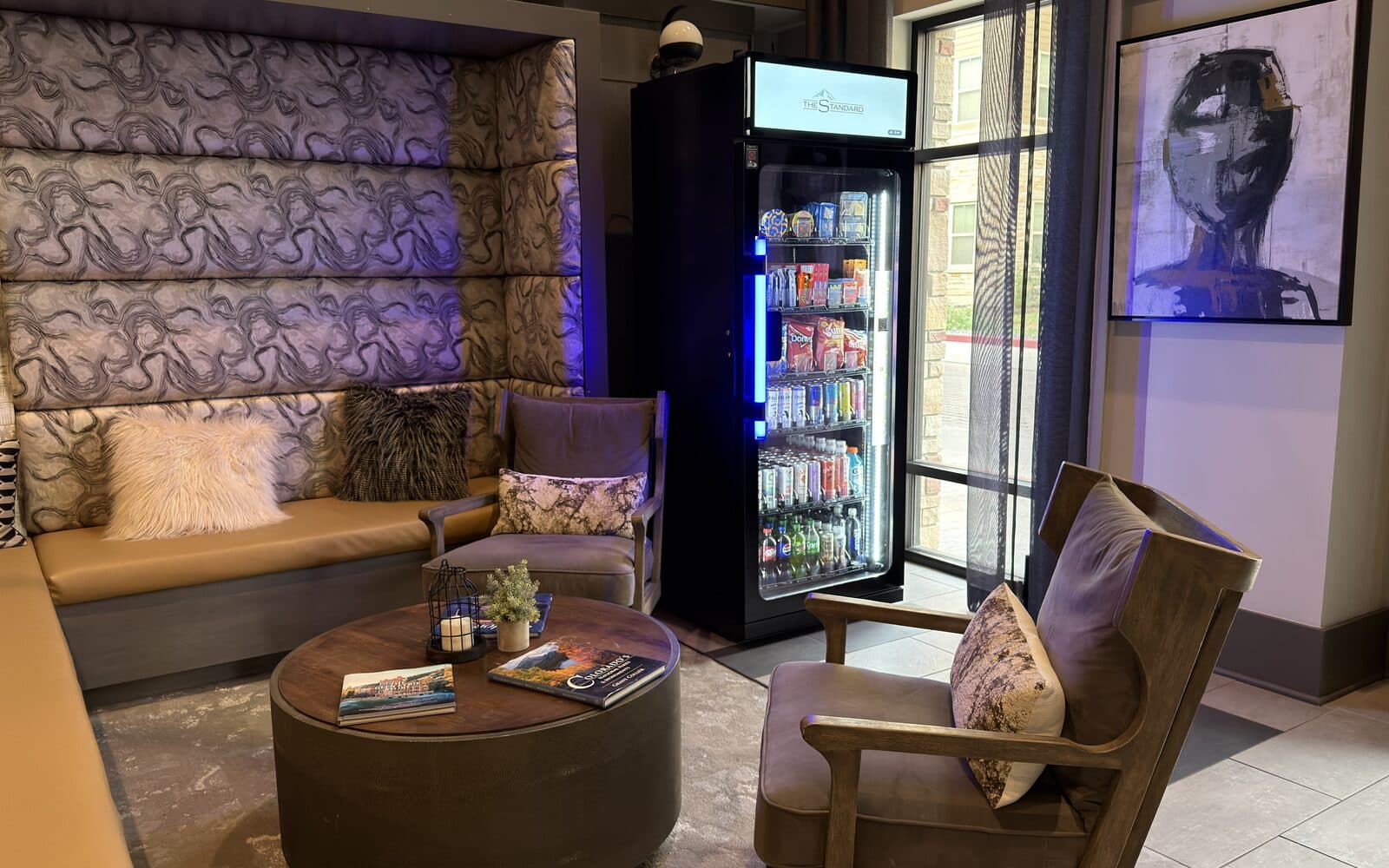 Smart cooler in the lounge of a student housing community