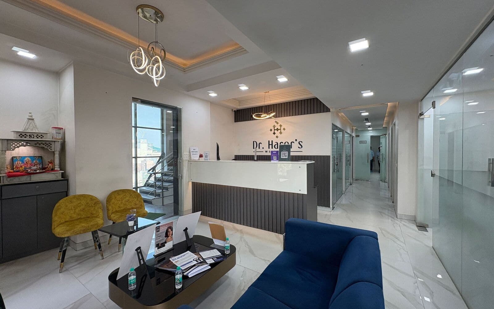 Wellness centre reception with a healthy grab-and-go cooler